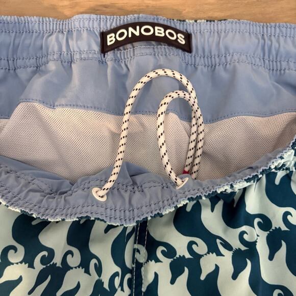 Bonobos Swim Trunks Blue Teal Seahorses 7” Size Medium - Picture 4 of 8
